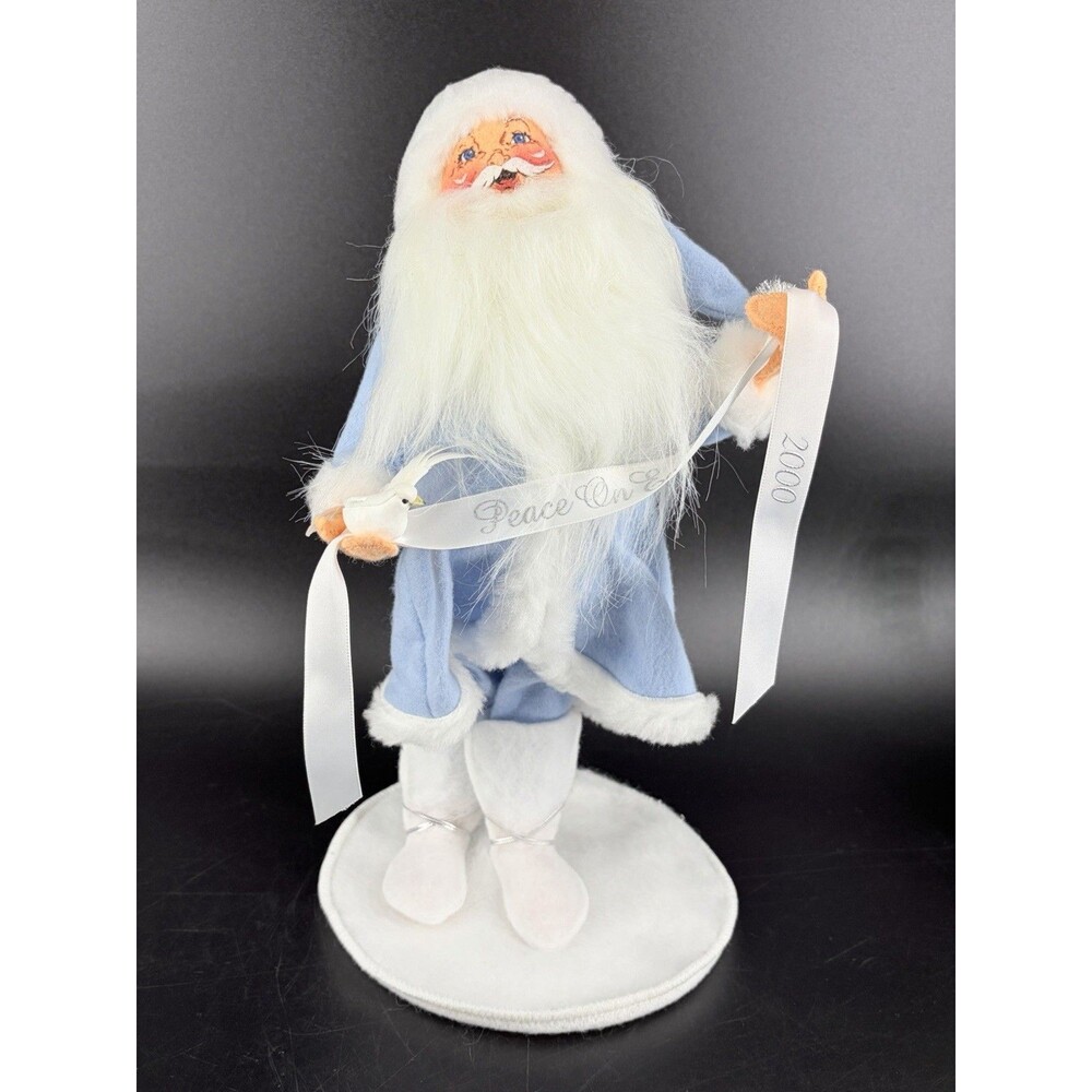 2000 ANNALEE CHRISTMAS DOLL Blue White SANTA OF PEACE READ